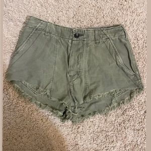 Free People Green Wash denim shorts